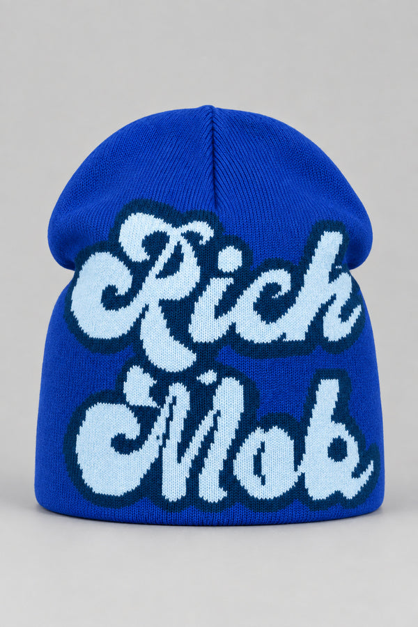 Bonnet Y2K 'Rich Mob' bleu