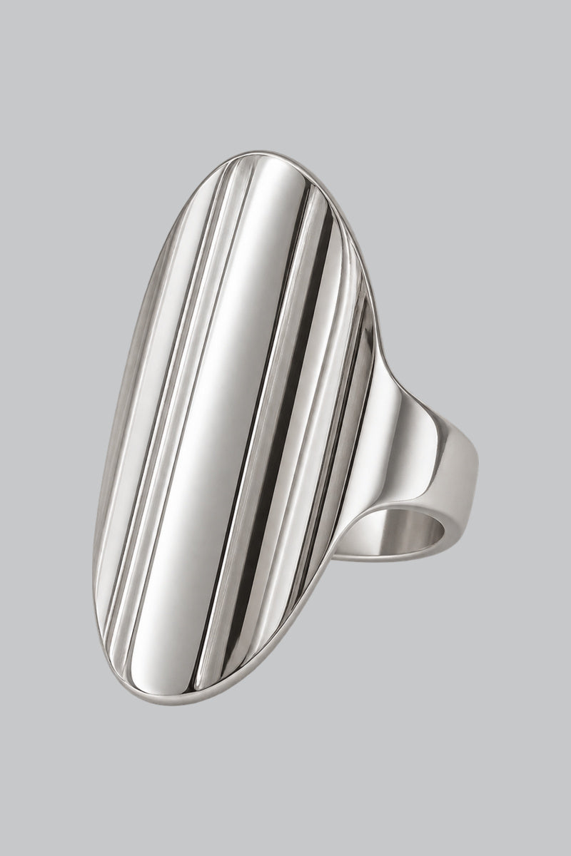 Bague Géométrique Hip-Hop Argenté — vue studio sur fond gris