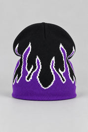 Bonnet Y2K 'Flammes Violettes' — bonnet seul sur fond gris