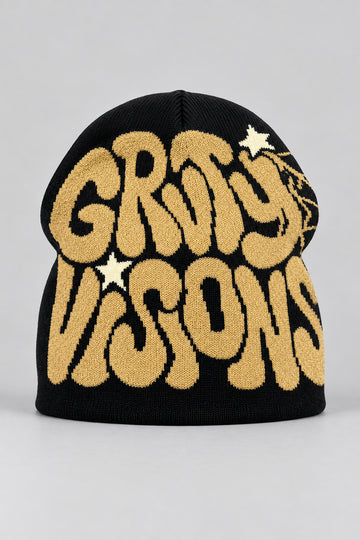 Bonnet Y2K 'Groovy Visions' noir et beige