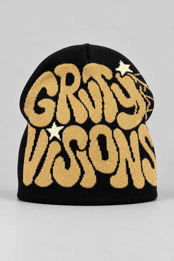 Bonnet Y2K 'Groovy Visions' noir et beige