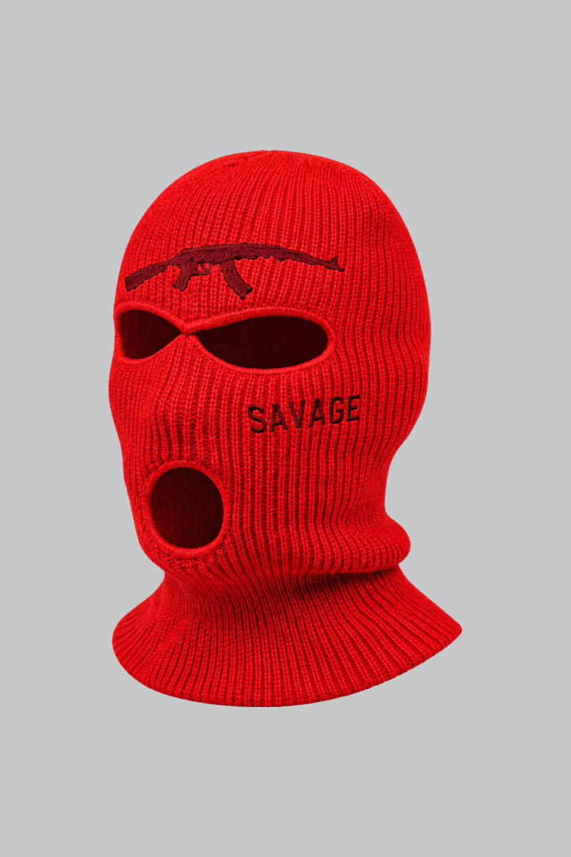 Cagoule Punk Rouge — vue studio sur fond gris