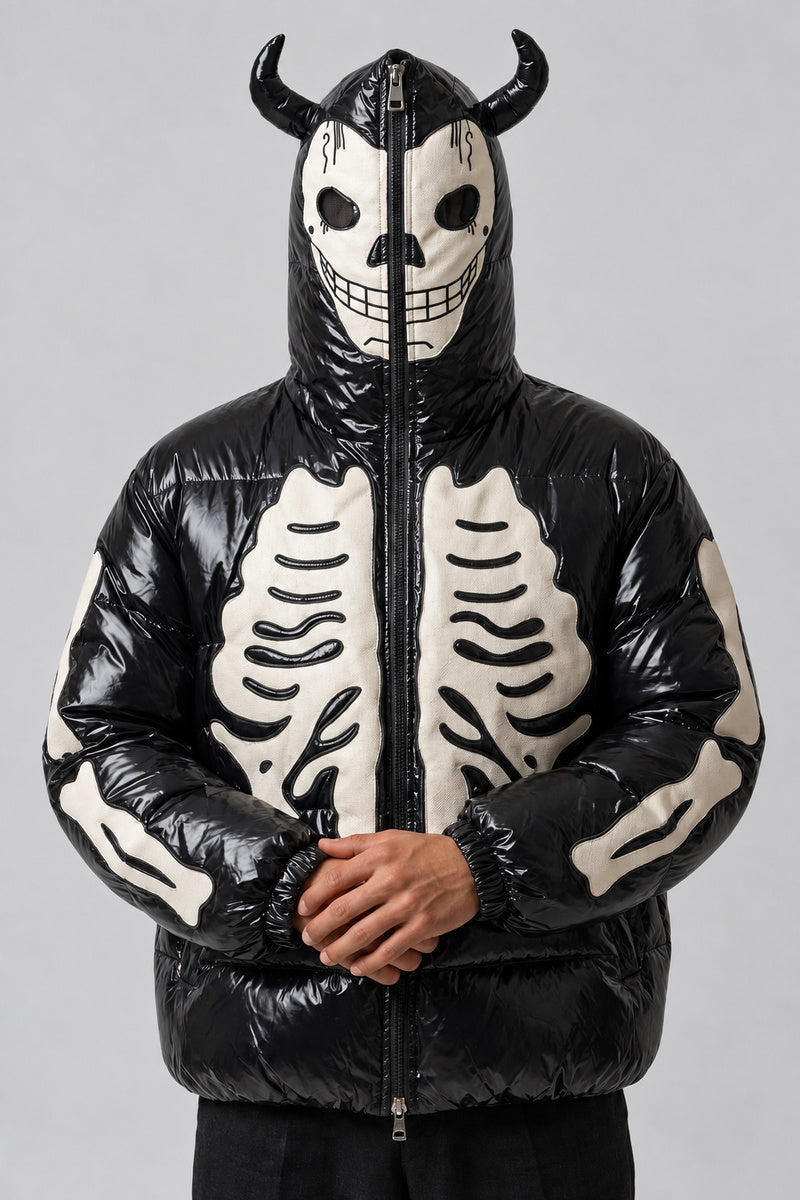 Doudoune Skull Dark — capuche fermée, Y2K CLUB