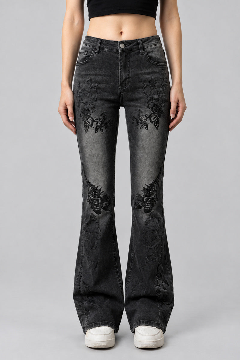 Jean Floral Low-Rise — vue de face, Y2K CLUB