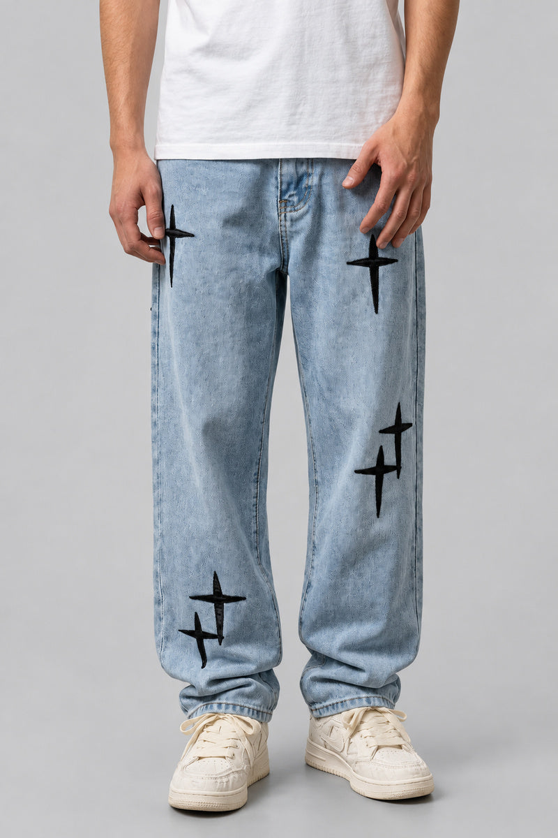 Jean Imprimé Floral Baggy — vue de face, Y2K CLUB