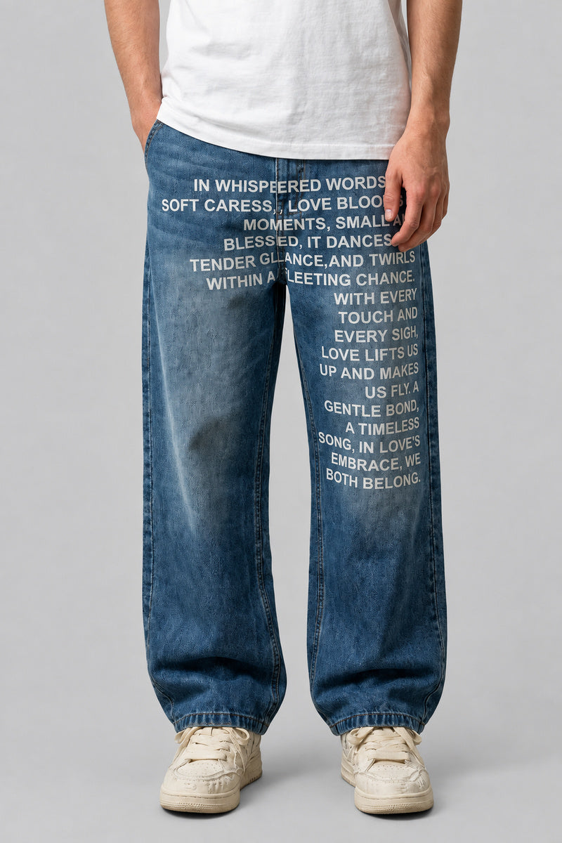 Jean Lettering Streetwear — vue de face, Y2K CLUB