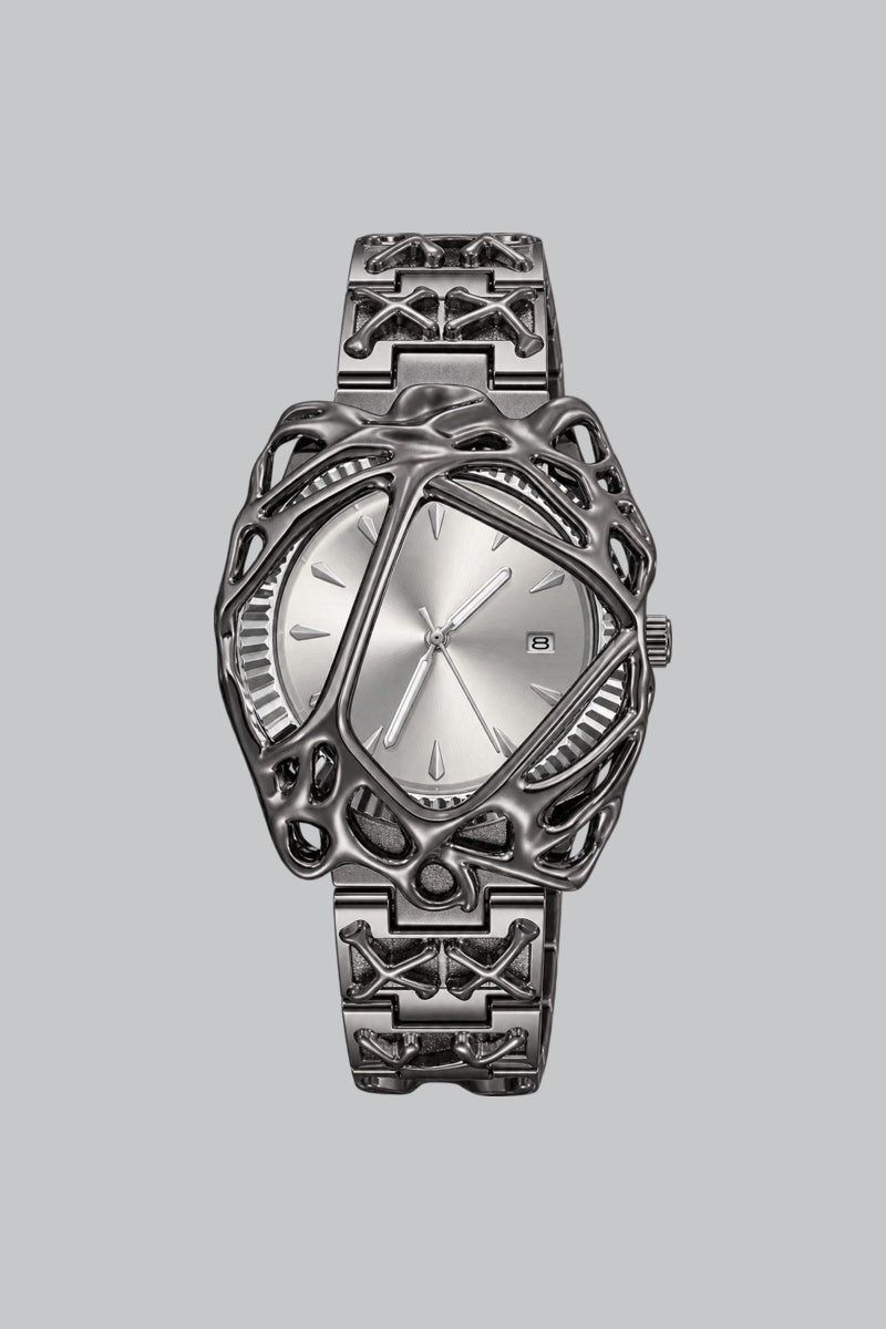 Montre Punk Argent Argenté — vue studio sur fond gris