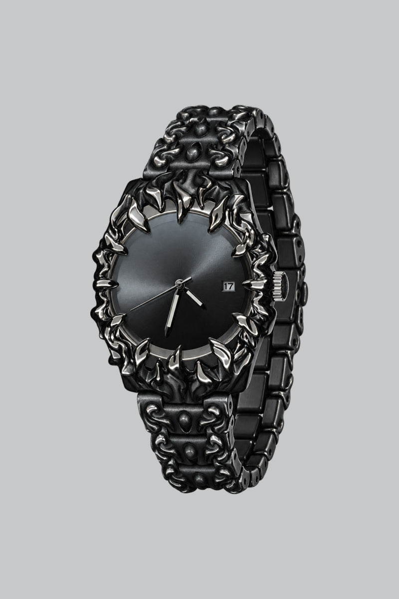Montre Sport Gothique Noir — vue studio sur fond gris