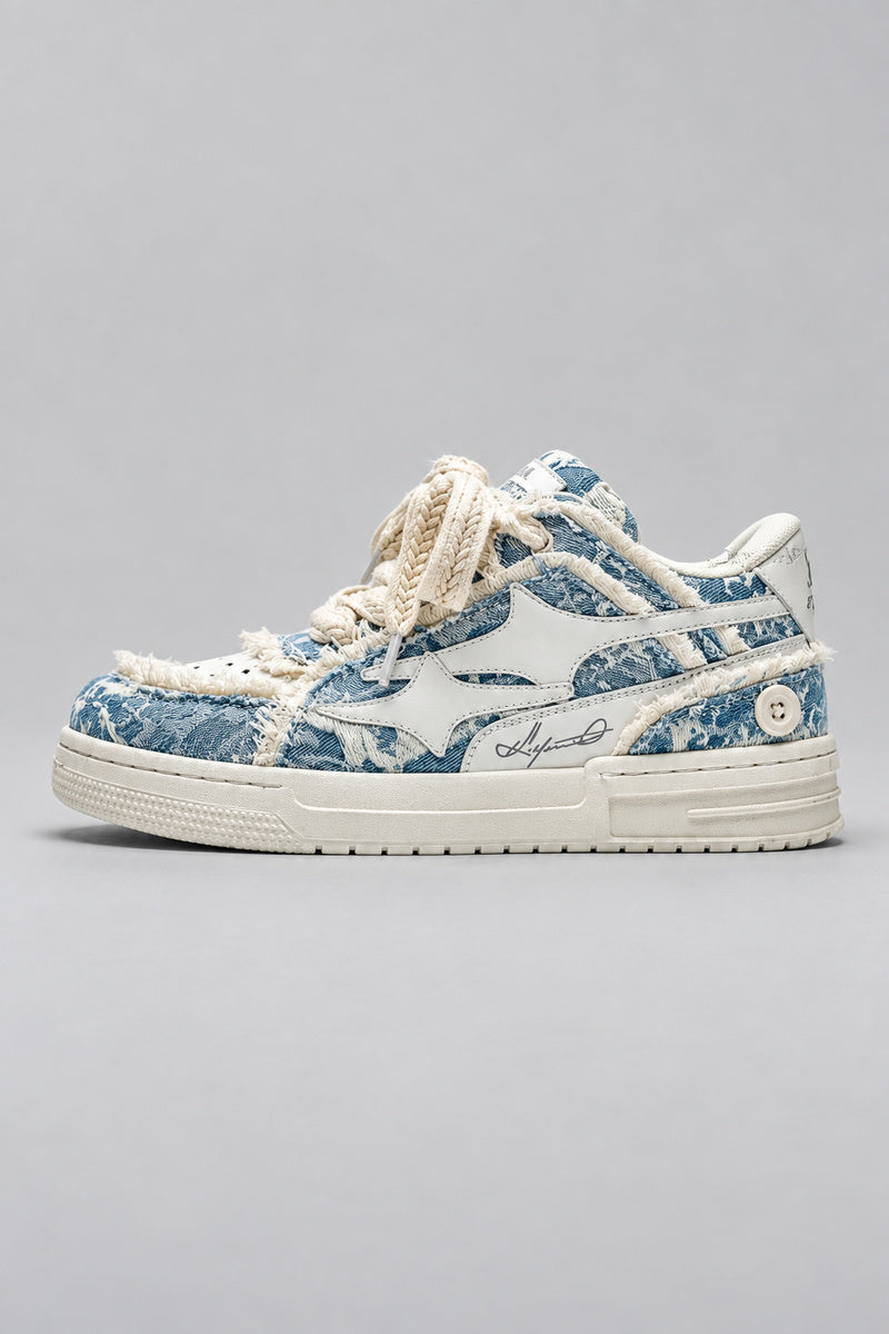 Sneakers Denim Rétro — Blue — vue de profil | Y2K Club