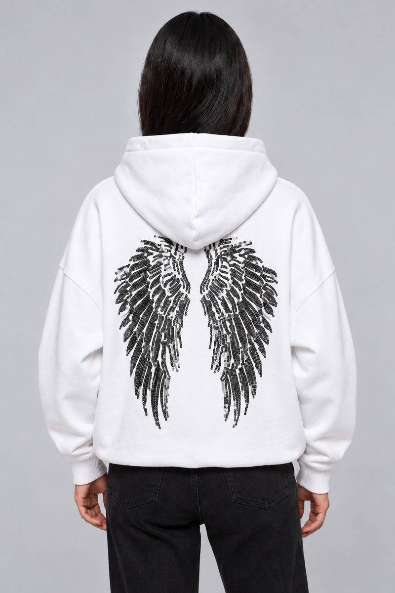Sweat Ange Ailes Brodées blanc, vue dos — Y2K CLUB