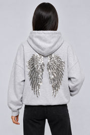 Sweat Ange Ailes Brodées gris clair, vue dos — Y2K CLUB