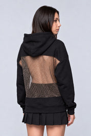 Sweat Dos Strass McBling — noir dos, fond gris perle, Y2K CLUB