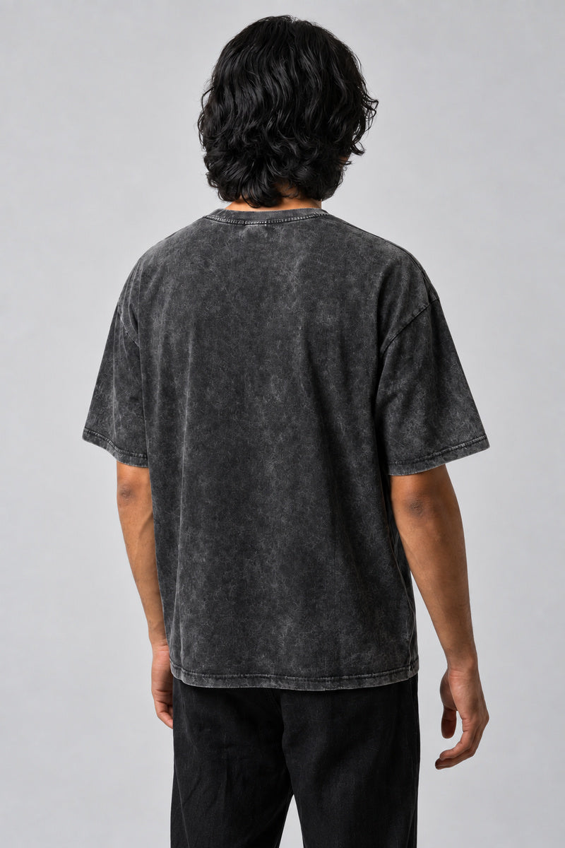 Dos uni du t-shirt gris délavé Wonderful Life, porté par un homme.