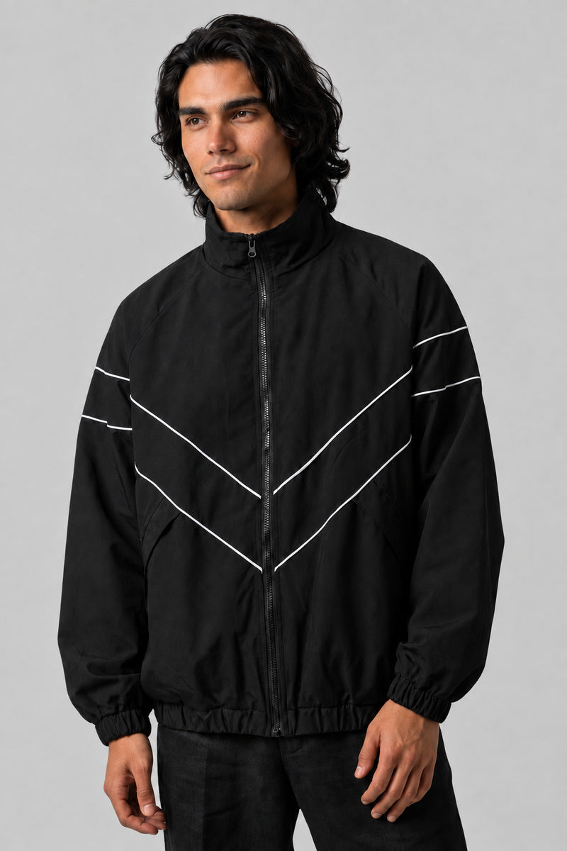 Veste Y2K 'Black V-Line' — vue de face, Y2K CLUB